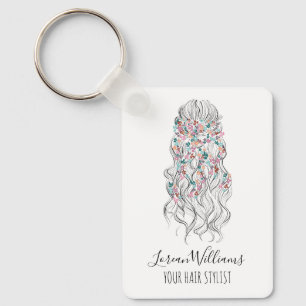 Elegante Pastelkleurige Bruid met Golvend Haar Blo Sleutelhanger