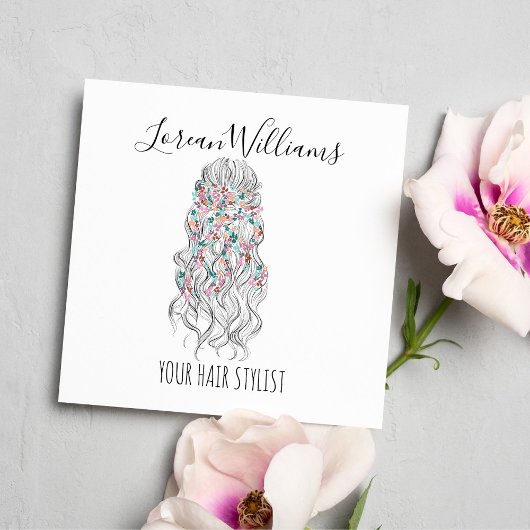 Elegante Pastelkleurige Bruid met Golvend Haar Blo Vierkante Visitekaartje