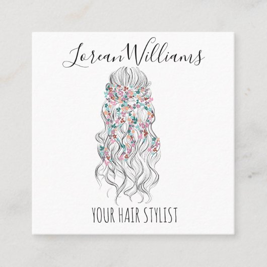 Elegante Pastelkleurige Bruid met Golvend Haar Blo Vierkante Visitekaartje (Voorkant)