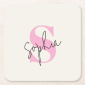 Elegante Pastelkleurige Monogram Paper Coaster Kartonnen Onderzetters (Voorkant)