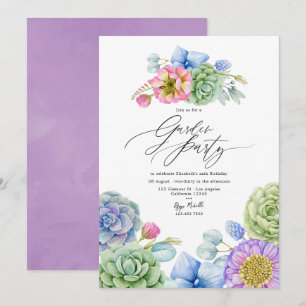 Elegante Pastelkleurige Succulenten Tuinfeest Kaart