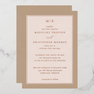 Elegante Pastelkleurige Trouwuitnodiging Folie Uitnodiging