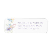 Elegante Pastelkleurige Wilde Bloem Bruiloft Retou Etiket (Voorkant)