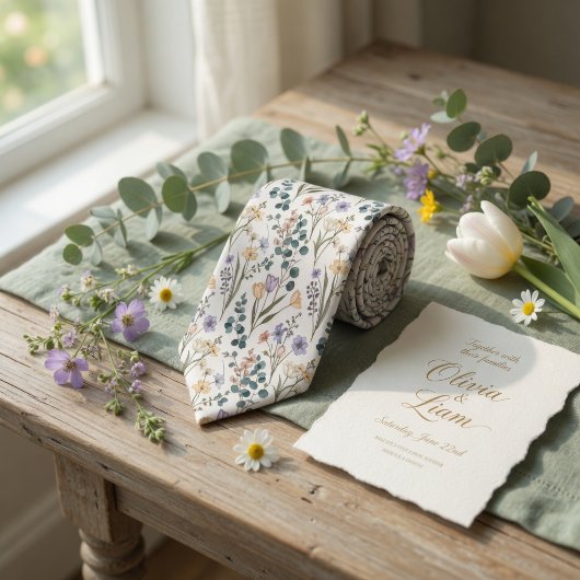 Elegante Pastelkleurige Wilde Bloemen Stropdas