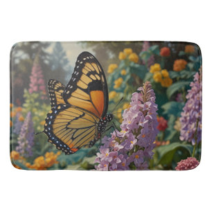Elegante pastelkleurige wilde bloementuin met vlin badmat