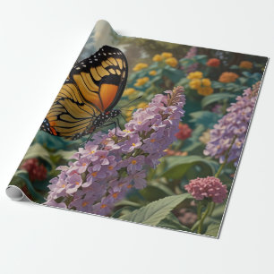 Elegante pastelkleurige wilde bloementuin met vlin cadeaupapier