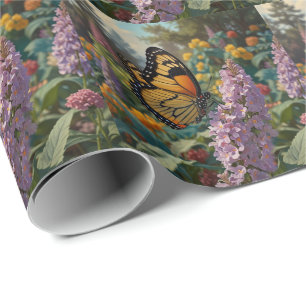 Elegante pastelkleurige wilde bloementuin met vlin cadeaupapier