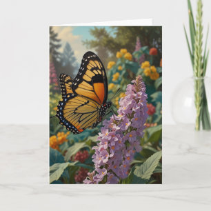 Elegante pastelkleurige wilde bloementuin met vlin kaart