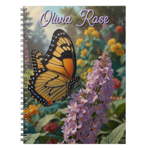 Elegante pastelkleurige wilde bloementuin met vlin notitieboek