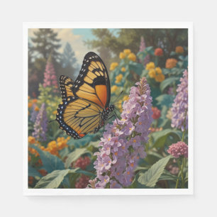 Elegante pastelkleurige wilde bloementuin met vlin servet