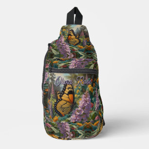 Elegante pastelkleurige wilde bloementuin met vlin sling bag