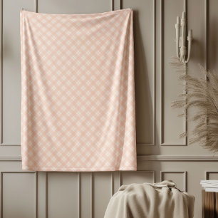 Elegante pastelkoraal gepleisterd geblokt tartan fleece deken