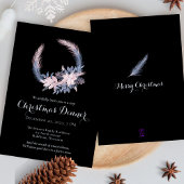 Elegante pastelkrans kerstdiner partij kaart