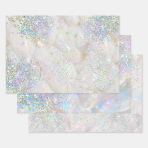 Elegante pastelopaal holografische glitter inpakpapier vel