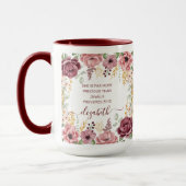 Elegante pastelroze bloem Spreuken 31 Mok (Links)