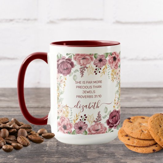 Elegante pastelroze bloem Spreuken 31 Mok