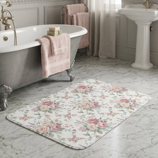 Elegante Pastelrozen Shabby Chic Badmat