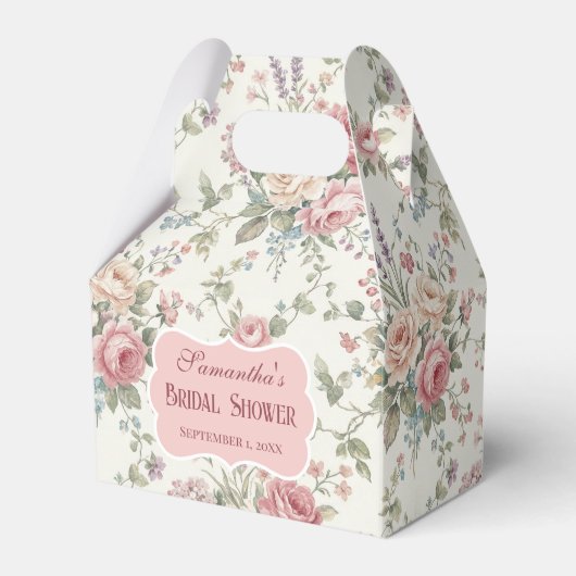 Elegante Pastelrozen Shabby Chic Bruiloft Feest Bedankdoosjes (Voorkant Zijde)