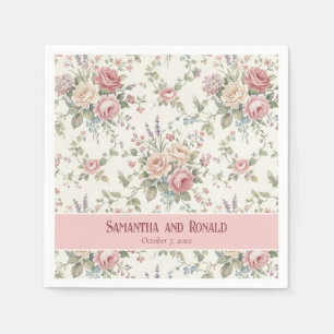 Elegante Pastelrozen Shabby Chic Bruiloft Servet