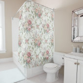 Elegante Pastelrozen Shabby Chic Douchegordijn (In situ)
