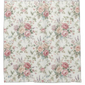 Elegante Pastelrozen Shabby Chic Douchegordijn (Voorkant)