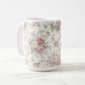 Elegante Pastelrozen Shabby Chic Koffiemok (Voorkant links)