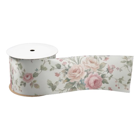 Elegante Pastelrozen Shabby Chic Satijnen Lint (Spoel)