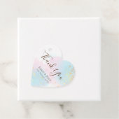 Elegante Pastels Roze Blauwgroen Goud Confetti Bru Bedankjes Labels (In situ)