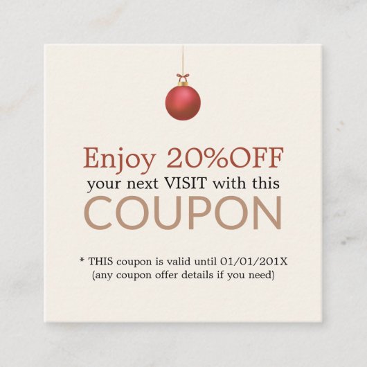 Elegante pastelsalon Xmas vakantie coupon (Voorkant)