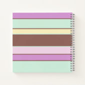 Elegante pastelstrepen roze groen bruin geel notitieboek (Achterkant)