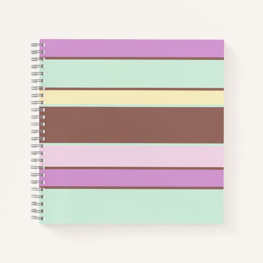 Elegante pastelstrepen roze groen bruin geel notitieboek (Voorkant)