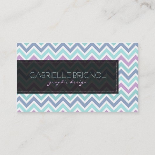 Elegante pasteltinten Chevron Patroon Visitekaartje (Voorkant)