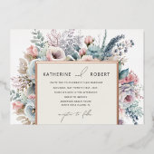 Elegante Pasteltuin Bloemachtige Bruiloft Folie Uitnodiging (Voorkant)