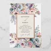 Elegante Pasteltuin Bloemachtige Bruiloft Folie Uitnodiging (Voorkant)