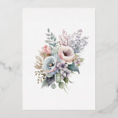 Elegante Pasteltuin Bloemachtige Bruiloft Folie Uitnodiging (Achterkant)