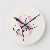 Elegante Pastelwandklok met aangepaste naam Ronde Klok (Voorkant)