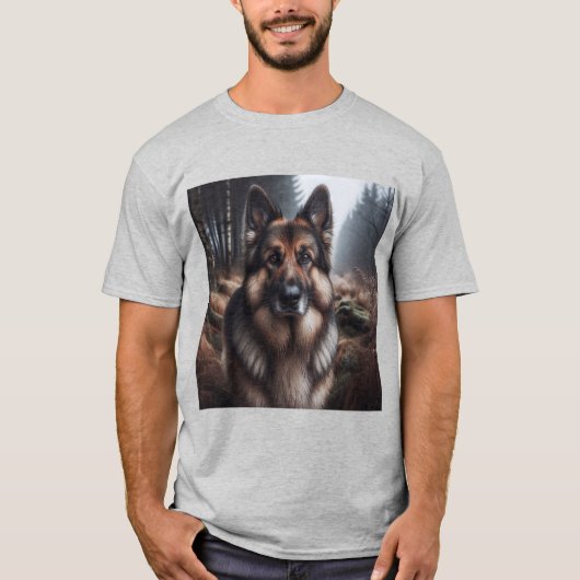 Elegante Pastor Alemán Gris T-shirt (Voorkant)