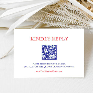 Elegante Patriotische 4 juli Trouwdag QR Code RSVP Kaartje