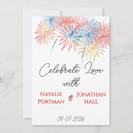 Elegante Patriotische Vuurwerk | 4 juli Huwelijk Kaart