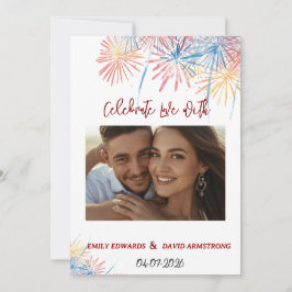 Elegante Patriotische Vuurwerk | 4 juli Huwelijk Kaart