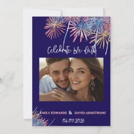 Elegante Patriotische Vuurwerk | 4 juli Huwelijk Kaart