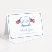 Elegante patriottische koppels Monogram bruiloft Bedankkaart