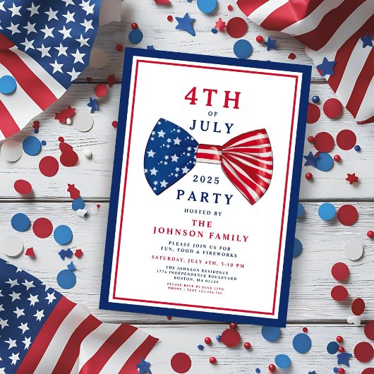 Elegante patriottische rood wit blauw 4 juli kaart