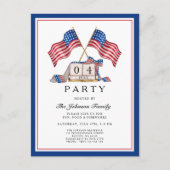 Elegante Patriottische Vlag VS 4th van juli Uitnodiging Briefkaart (Voorkant)