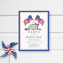 Elegante Patriottische Vlag VS 4th van juli Uitnodiging Briefkaart