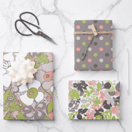 Elegante patronen roze groen taupe inpakpapier vel