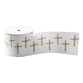 Elegante patroon religieuze Palm Cross Art Grosgrain Lint (Spoel)