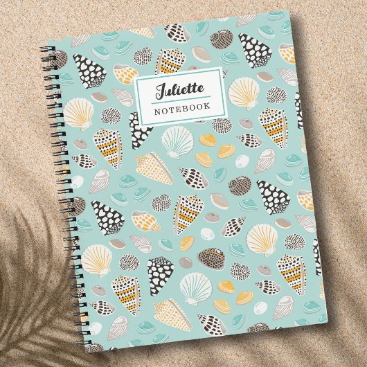 Elegante Patroon Seashells op munt Notitieboek