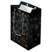 Elegante patroon TEAL BLUE Prettig kerstfeest Medium Cadeauzakje (Voorkant Gekanteld)