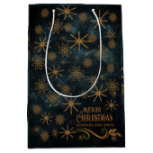 Elegante patroon TEAL BLUE Prettig kerstfeest Medium Cadeauzakje (Voorkant)